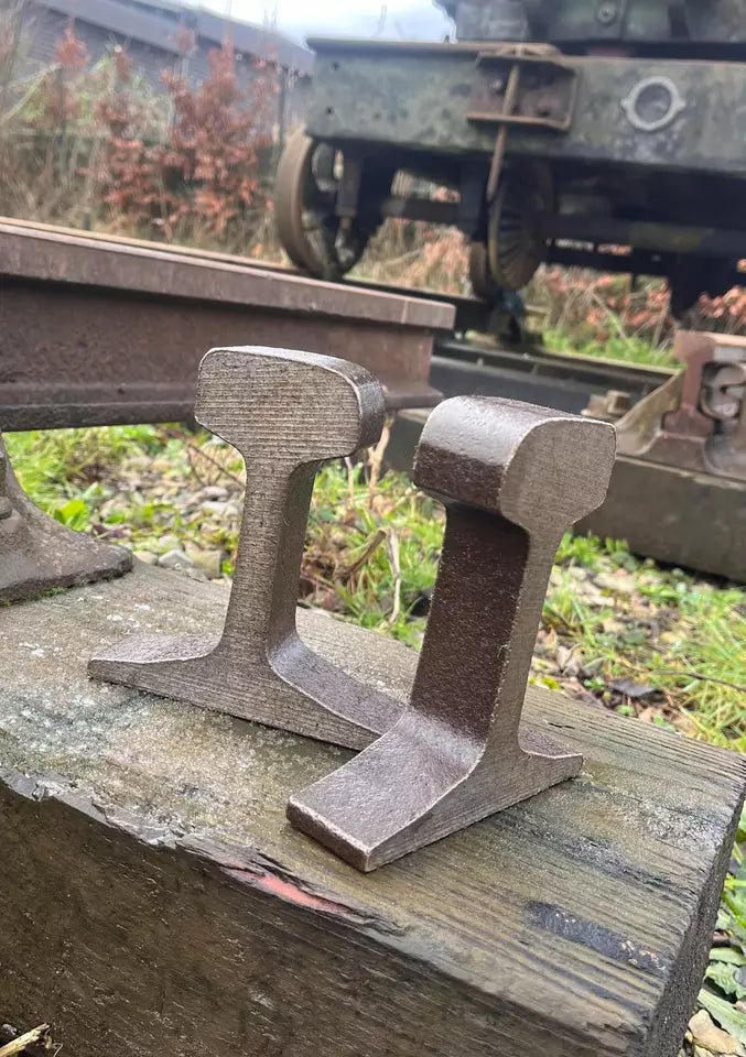 Reclaimed Railway track book ends