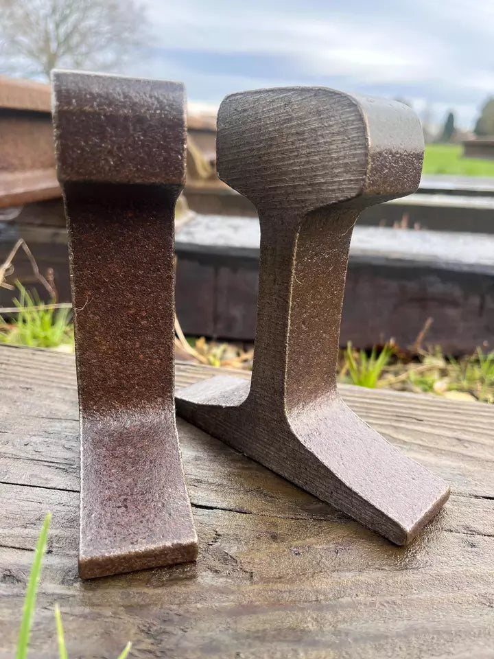 Reclaimed Railway track book ends