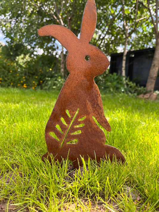 Corten Sitting Bunny Garden Silhouette