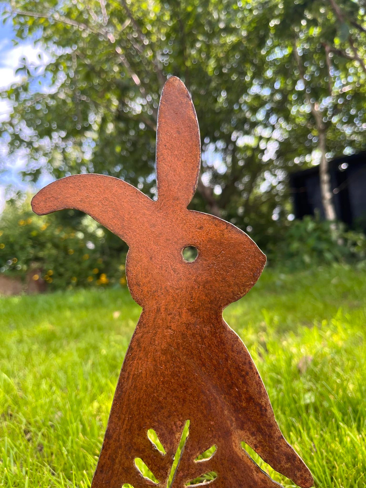 Corten Sitting Bunny Garden Silhouette