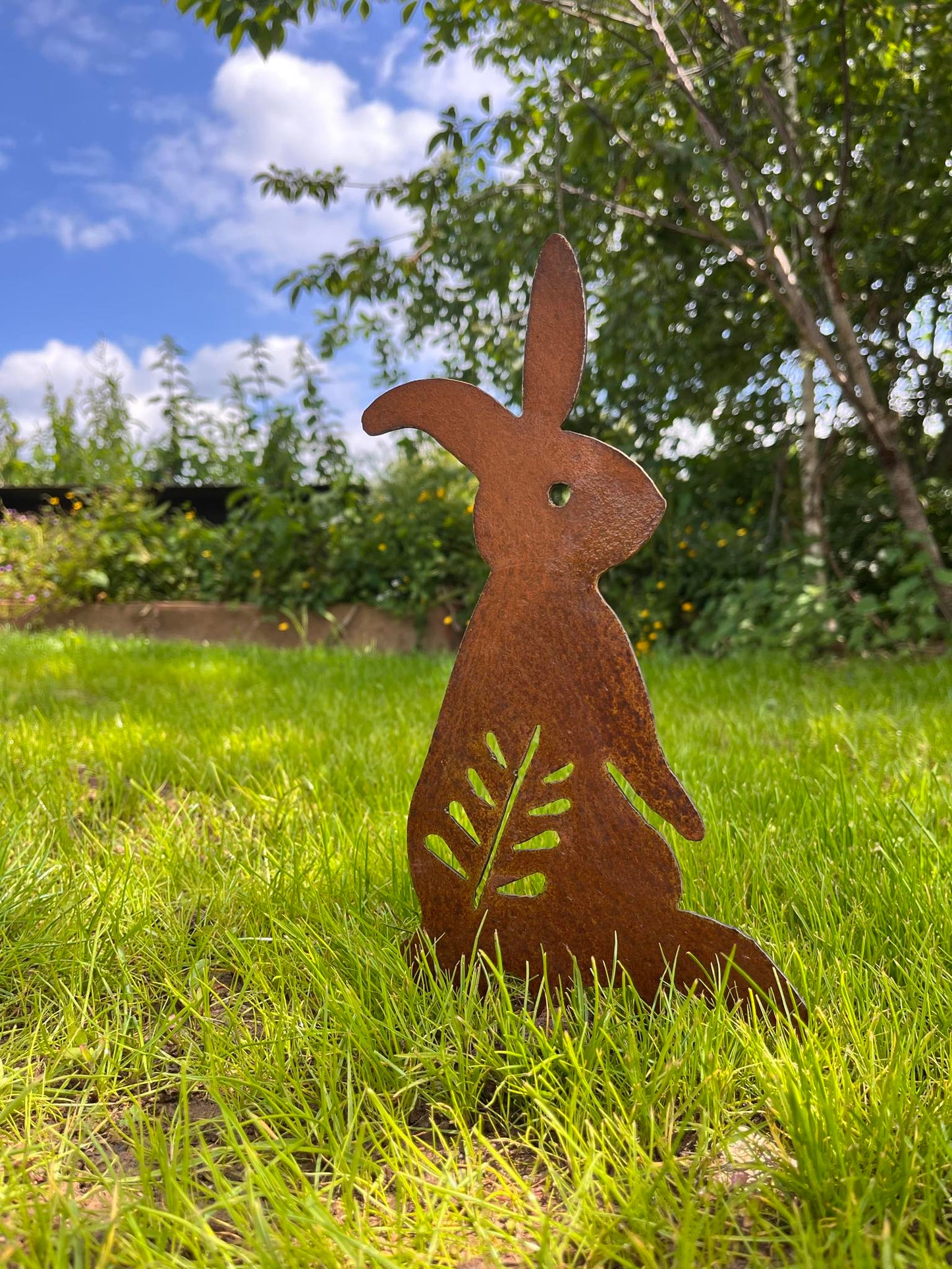 Corten Sitting Bunny Garden Silhouette