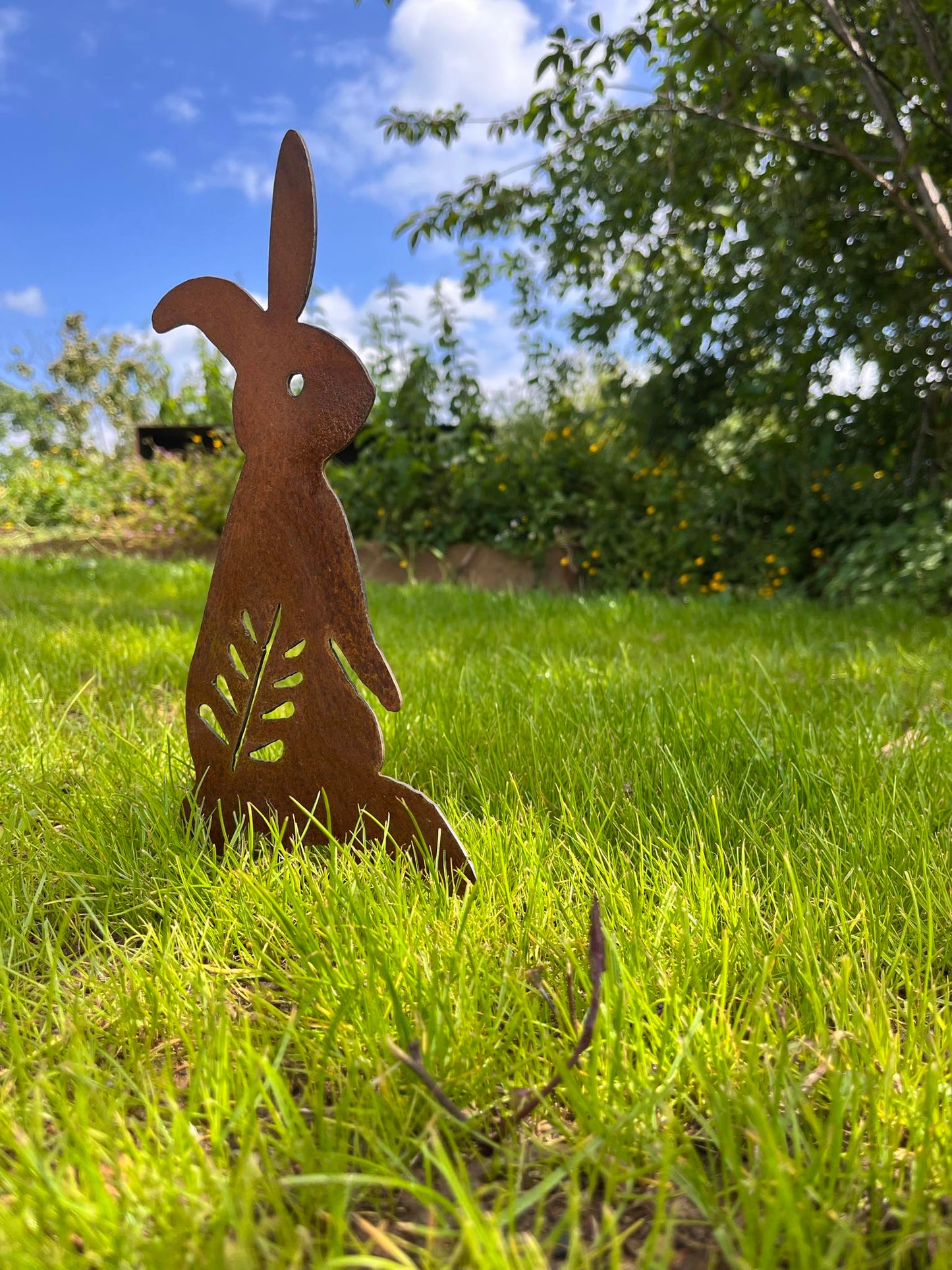 Corten Sitting Bunny Garden Silhouette