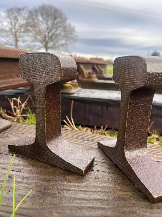 Reclaimed Railway track book ends