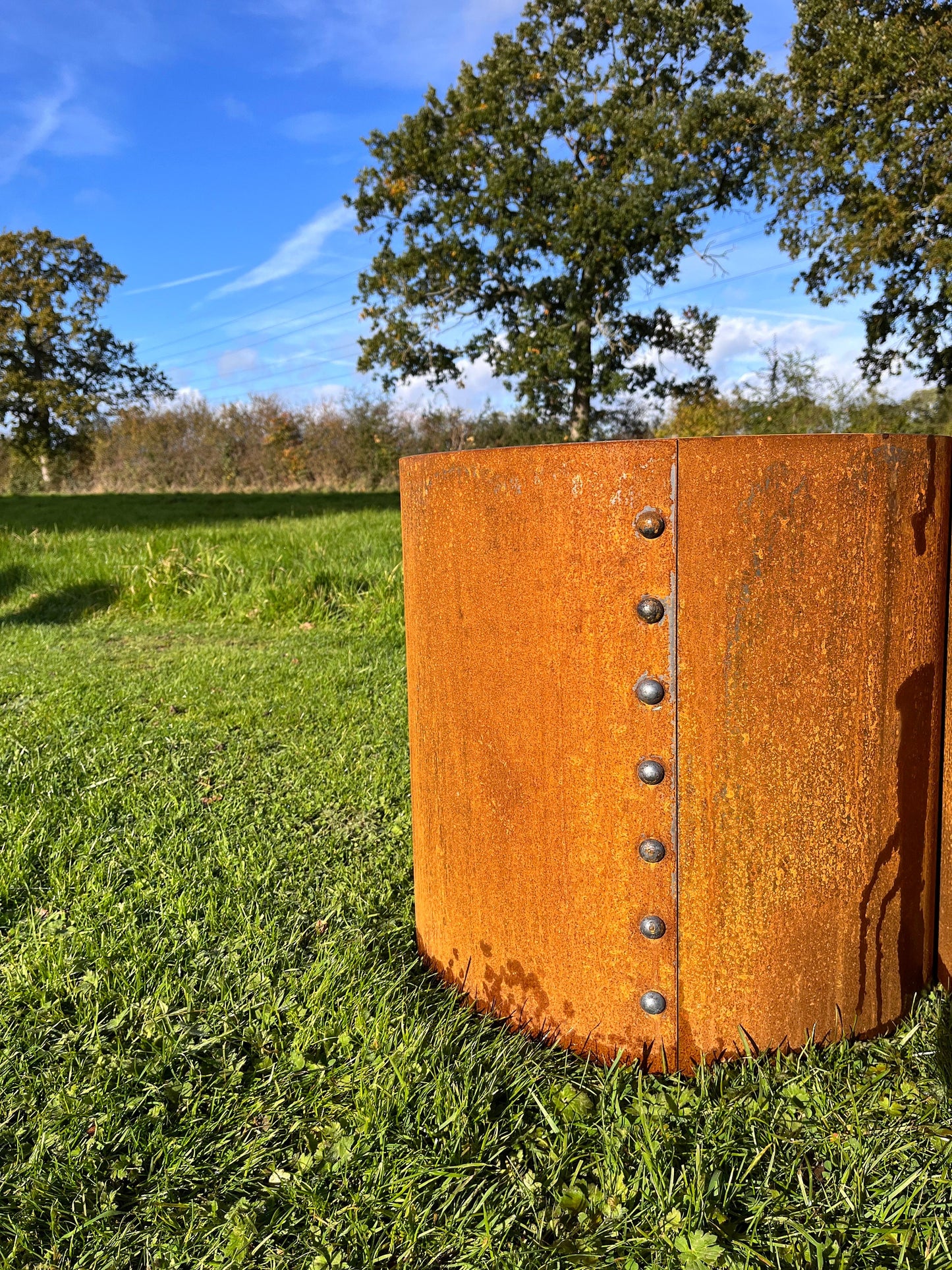 Corten steel plant pots reclaimed rivets